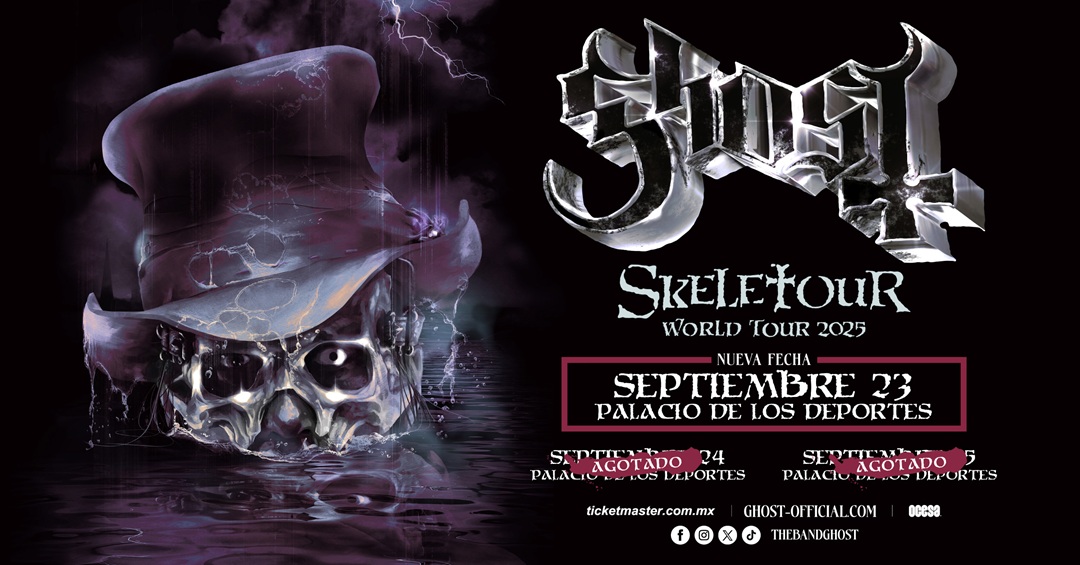 Ghost suma una tercera noche en CDMX: ritual oscuro regresa al Palacio de los Deportes