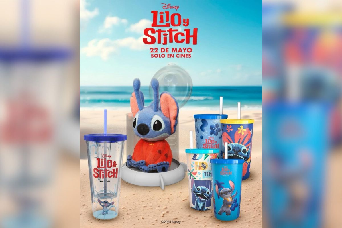La palomera y vasos de Stitch en Cinépolis