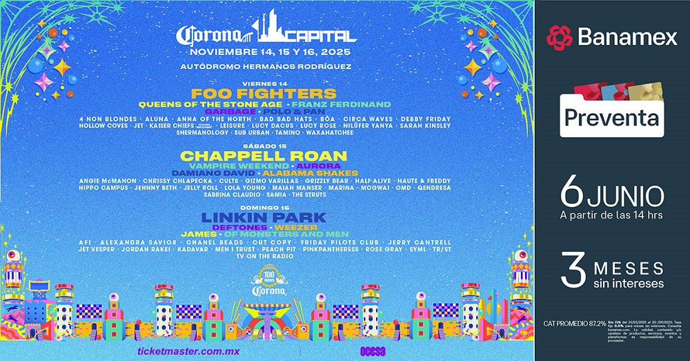 Corona Capital 2025 celebra su 15ª edición este noviembre en el Autódromo Hermanos Rodríguez