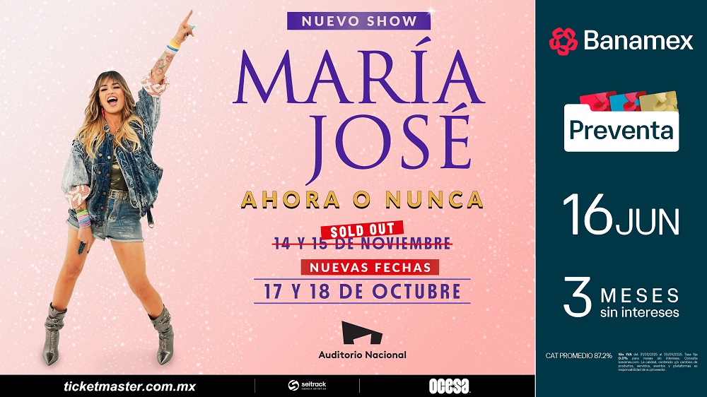 María José suma dos fechas más en el Auditorio: «Ahora o Nunca» va con todo