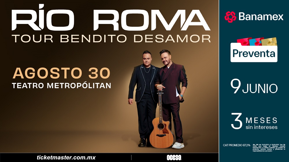 Río Roma inicia su gira “Bendito Desamor” este agosto en el Teatro Metropólitan