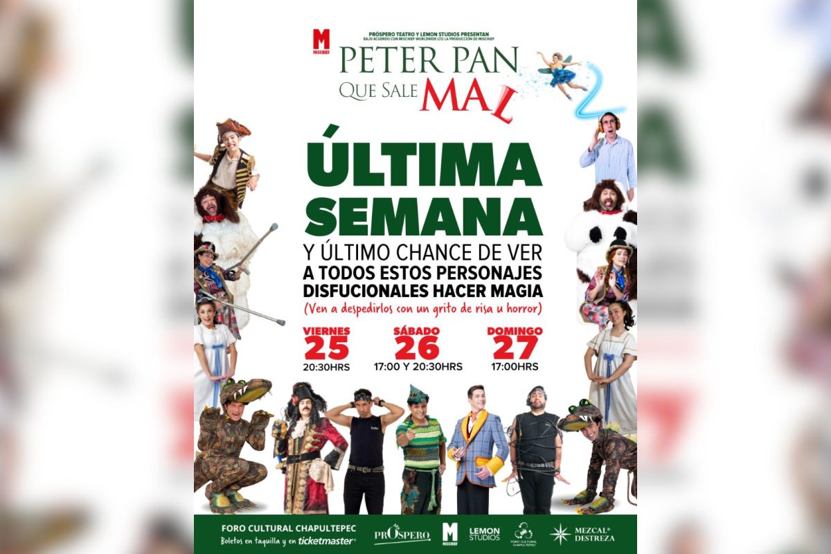 Última Semana de “Peter Pan Que Sale Mal”, esta exitosa obra cierra una temporada llena de diversión, risas y caos en el escenario