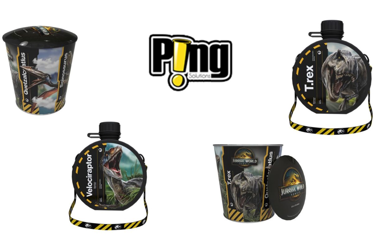 Ping Solutions da vida a la nueva era jurásica con sus diseños exclusivos para Cinépolis: palomera y cantimplora de Jurassic World: Rebirth