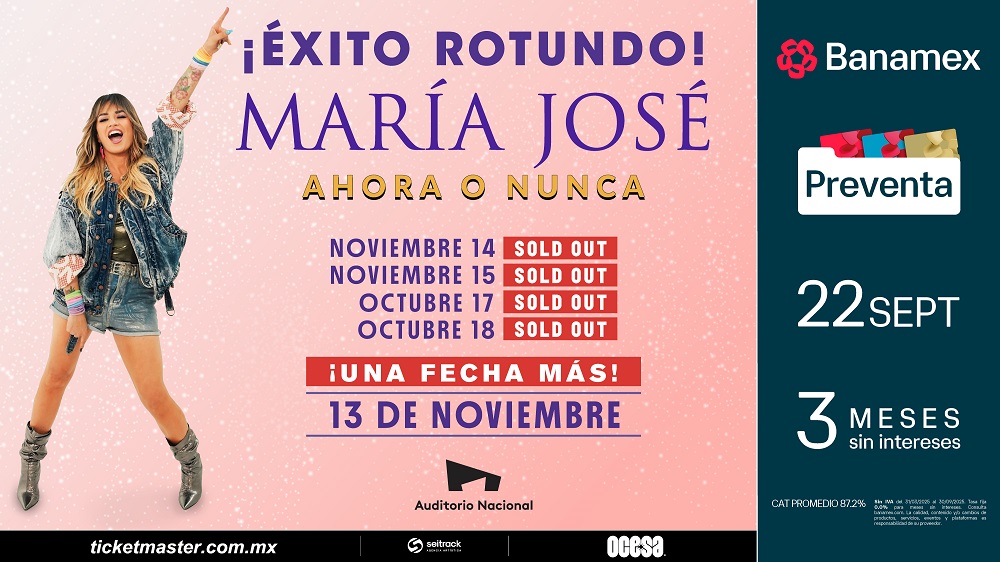 MARÍA JOSÉ HACE HISTORIA CON CUATRO SOLD OUTS Y CONFIRMA NUEVA FECHA EN EL AUDITORIO NACIONAL