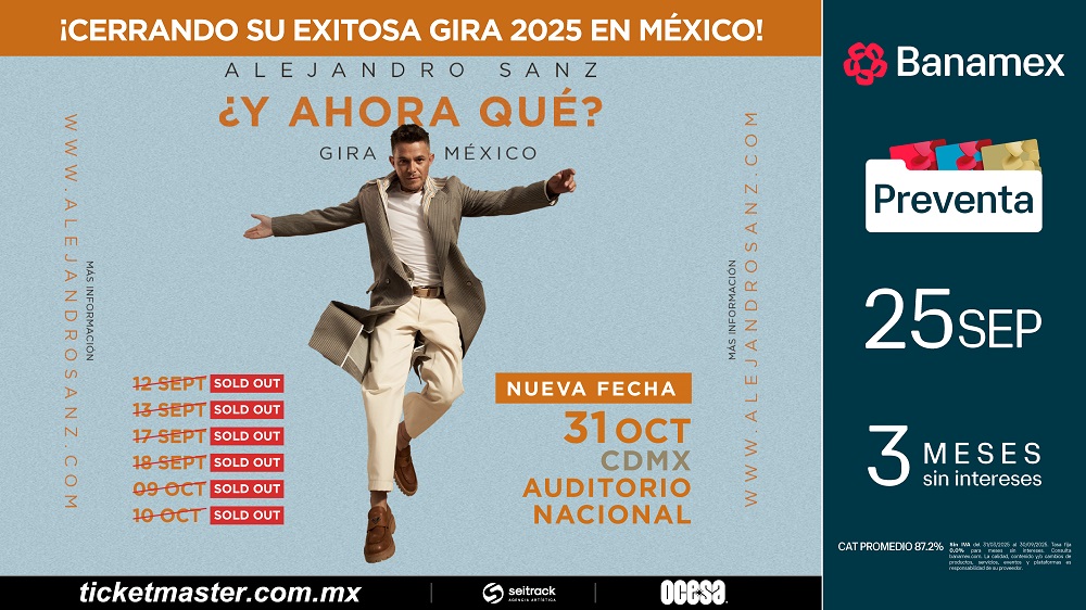 ALEJANDRO SANZ CERRARÁ SU GIRA EN MÉXICO CON UNA NUEVA FECHA EN EL AUDITORIO NACIONAL