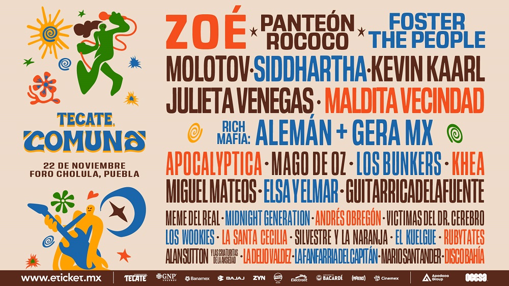 TECATE COMUNA 2025 LLEGA A PUEBLA CON UN CARTEL QUE MEZCLA LEYENDAS, NUEVAS VOCES Y MUCHA ENERGÍA