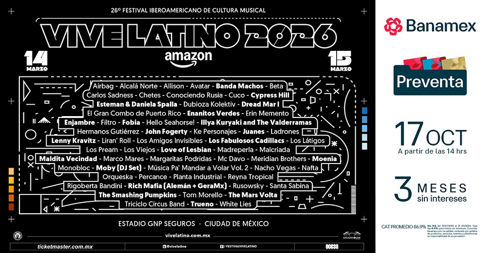 VIVE LATINO 2026 NOS PRESENTA UN CARTEL CON PROYECTOS CONSOLIDADOS Y PROPUESTAS FRESCAS