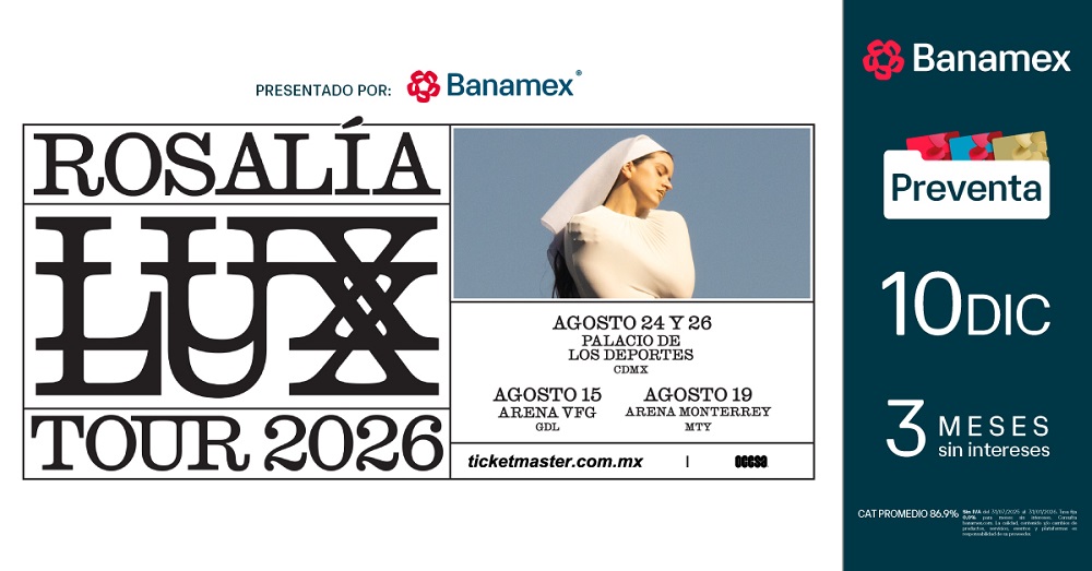ROSALÍA ANUNCIA LUX TOUR 2026 Y CONFIRMA CUATRO FECHAS EN MÉXICO