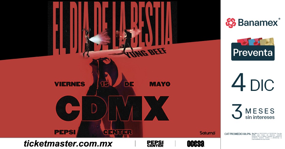 YUNG BEEF TRAERÁ EL DÍA DE LA BESTIA AL PEPSI CENTER EN 2026
