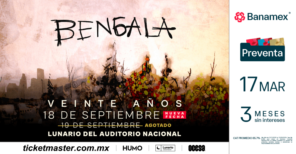 BENGALA CELEBRARÁ 20 AÑOS DE SU DISCO HOMÓNIMO CON DOS FECHAS EN EL LUNARIO