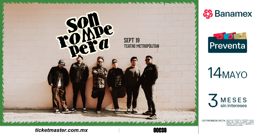 SON ROMPE PERA PRESENTARÁ SU NUEVO DISCO EN EL TEATRO METROPÓLITAN